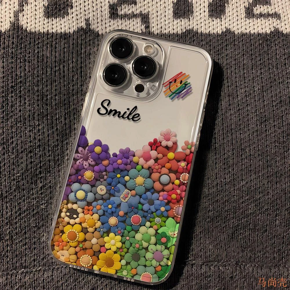 彩色太阳花适配苹果15手机壳iPhone14透明保护套13软12防摔11网红
