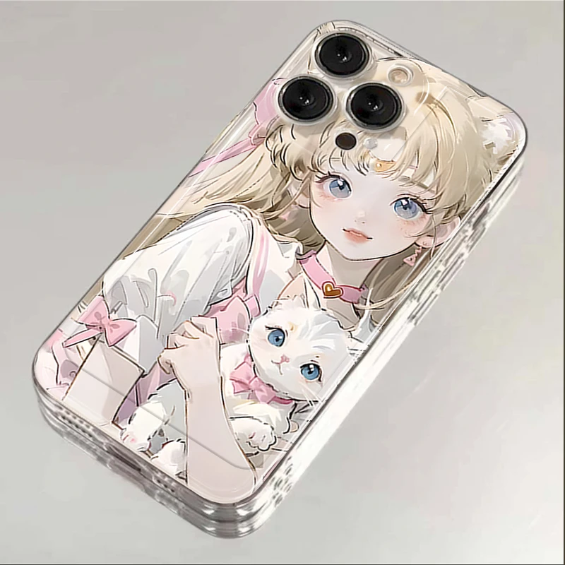 白猫女孩iphone15苹果手机壳14promax硅胶13pro透明软12创意11ins