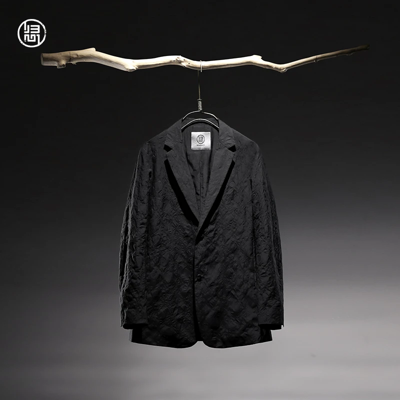 归心原创设计师男装中国风男士春季休闲西装男款时尚黑色西装外套