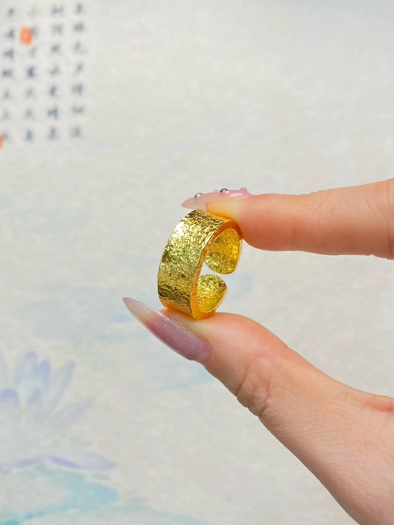 足银戒指 金包银纸醉金迷时尚可调节