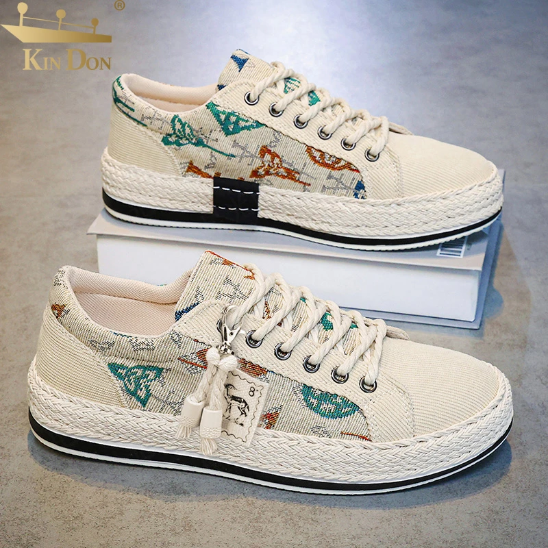 金盾官方正版男鞋休闲印花透气帆布鞋男款低帮软底百搭板鞋子A383