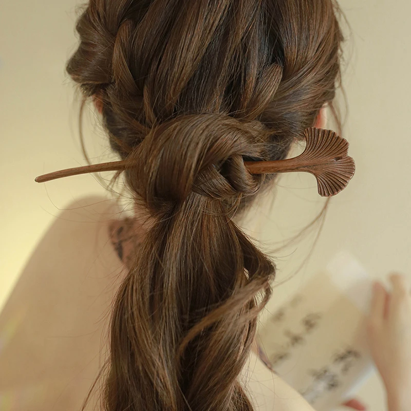 莲蓬新中式银杏叶发簪高级感盘发百搭簪子女古风汉服头饰国风配饰