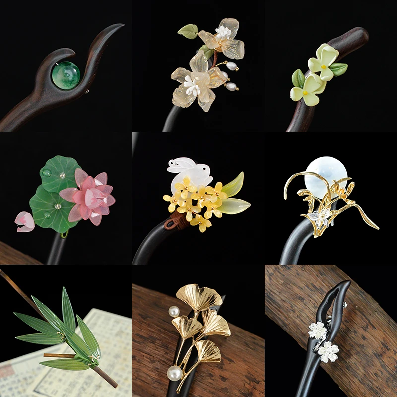 【看号下单】原创手工黑檀绿檀金丝檀diy发簪女新中式高级感按摩梳