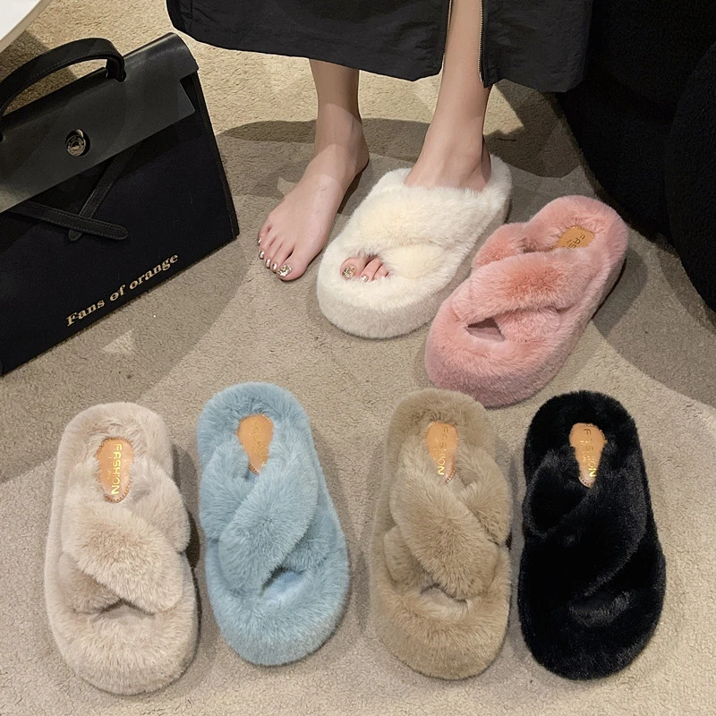 毛毛拖鞋女外穿2025秋季新款韩版厚底增高7cm小个子秋冬棉拖鞋子