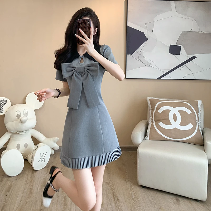 夏季减龄学院风夏天裙子女小个子法式绝美初恋辣妹气质a字连衣裙