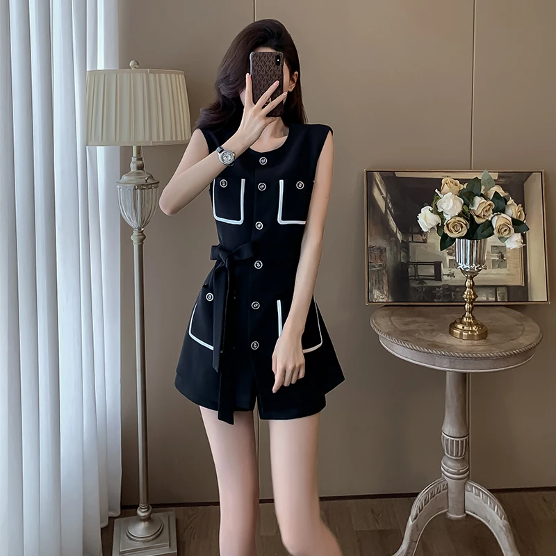 夏季法式名媛千金御姐轻熟小香风套装高级感小个子高腰短裤两件套