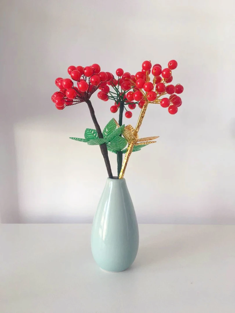 人参花珠成品手工串珠居家摆放装饰客厅插花