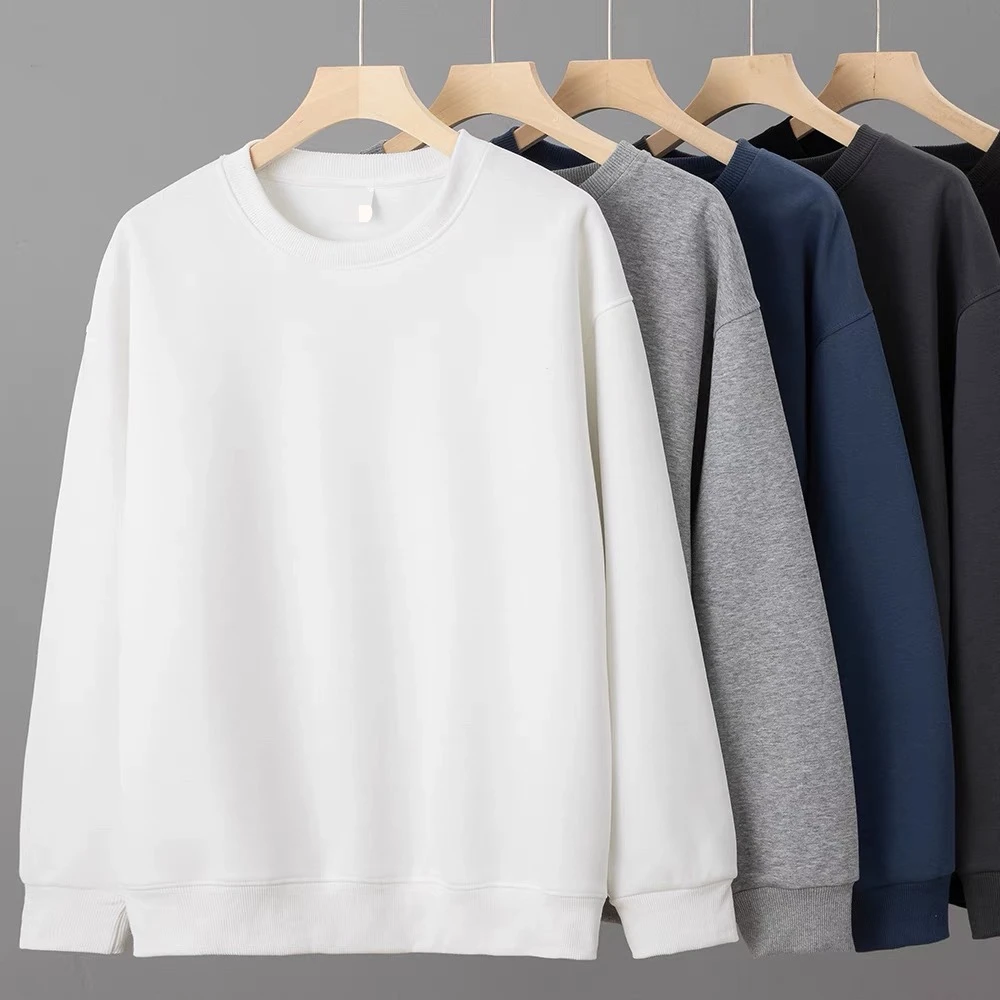 【老板娘】新款秋冬季圆领卫衣男高端重磅品质加绒加厚纯色卫衣男士