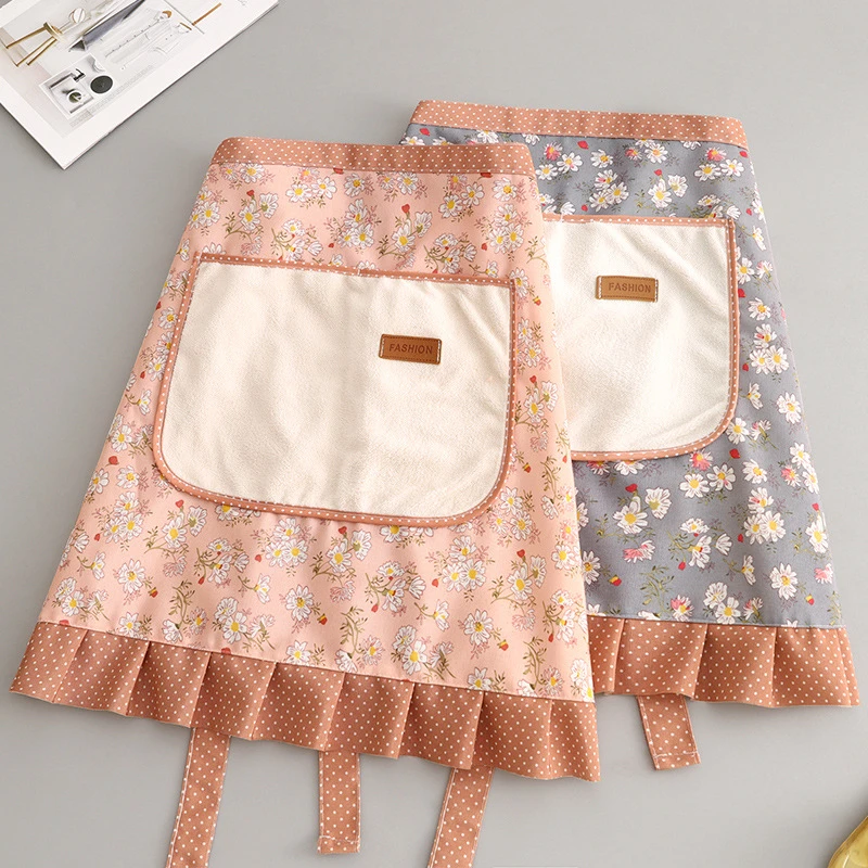 帆布半身洋气小清新防污耐磨家用厨房做饭围腰2025新款半截工作服