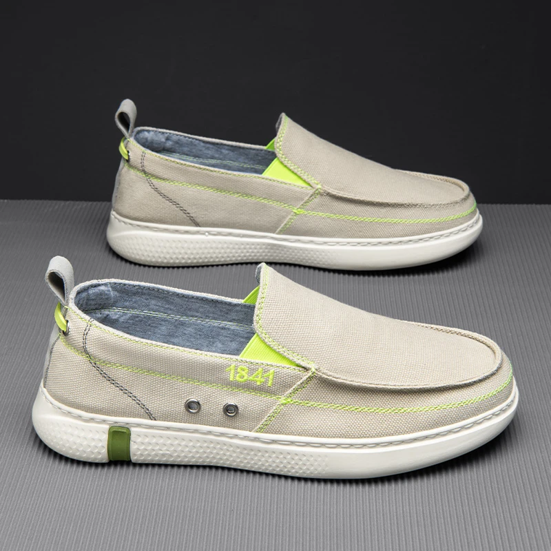 秋季帆布男鞋子一脚蹬透气薄款男士轻便软底懒人休闲秋款豆豆布鞋