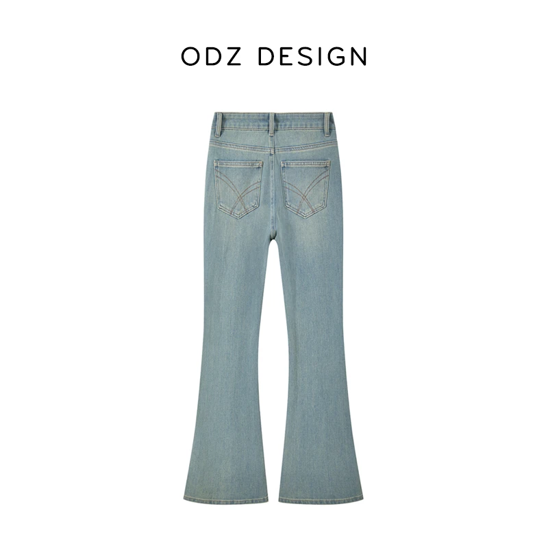 【ODZ】2025秋季新款高腰修身显瘦微喇裤小个子正品四面弹牛仔裤女