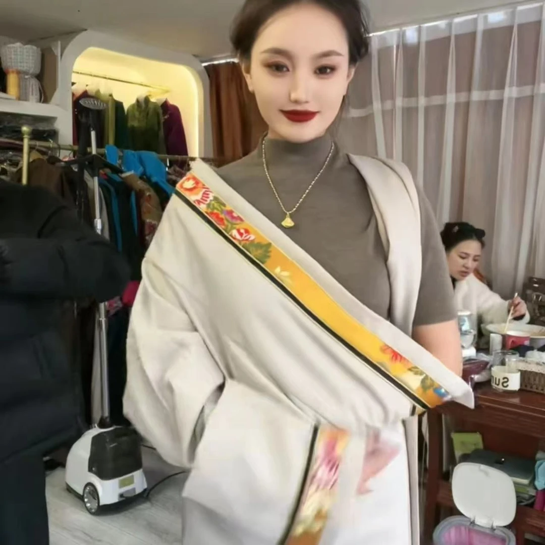 藏衣领服饰 女士单层藏袍 加腰带两件套