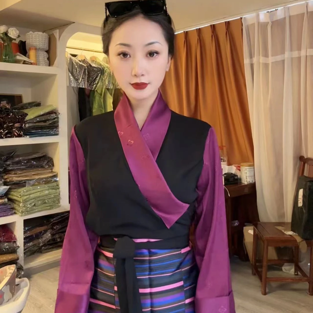 藏式西藏服长袖女士连衣裙民族风