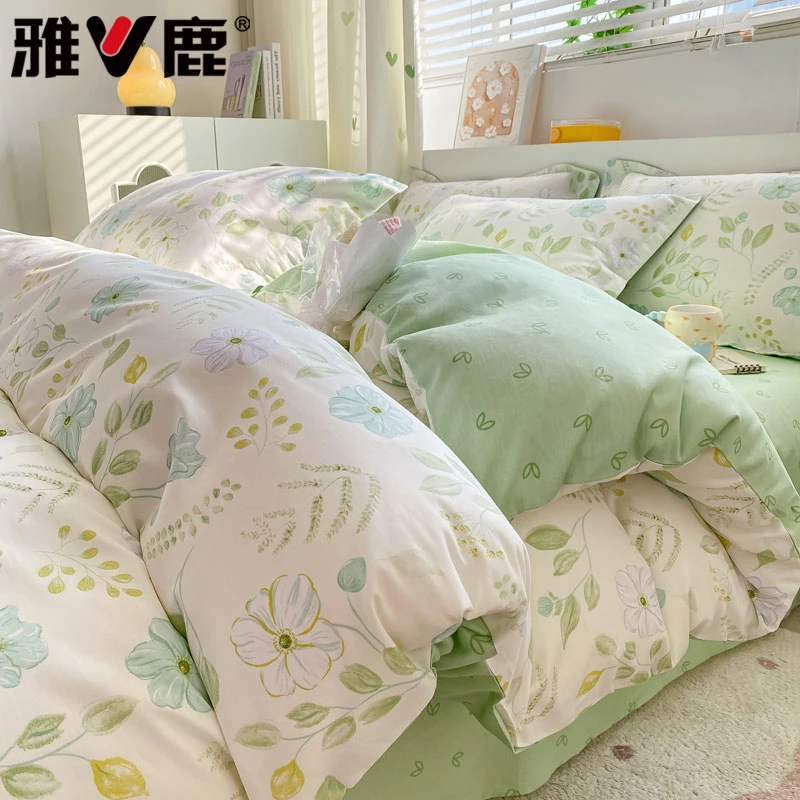 V/雅鹿纯棉被套单件100全棉单双人被罩150x200学生宿舍被单褥子套