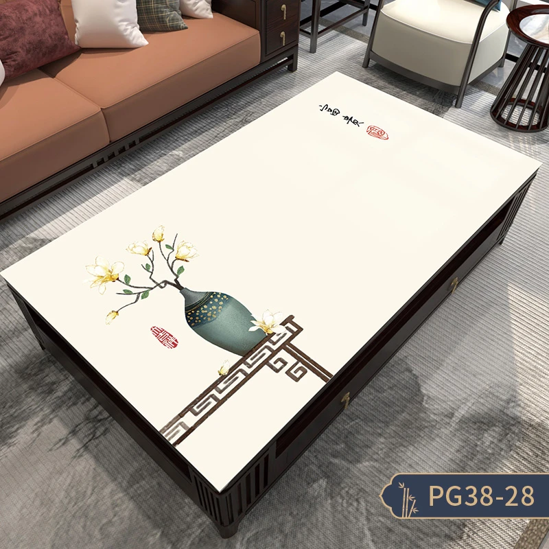 新中式餐桌布垫家用茶几垫防水防油防烫长方形隔热防滑免洗加厚款