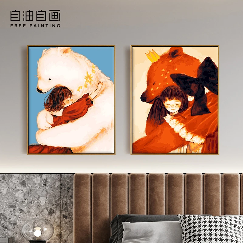 生日礼物diy数字油画卡通系列手工填色丙烯画手绘书房卧室装饰画