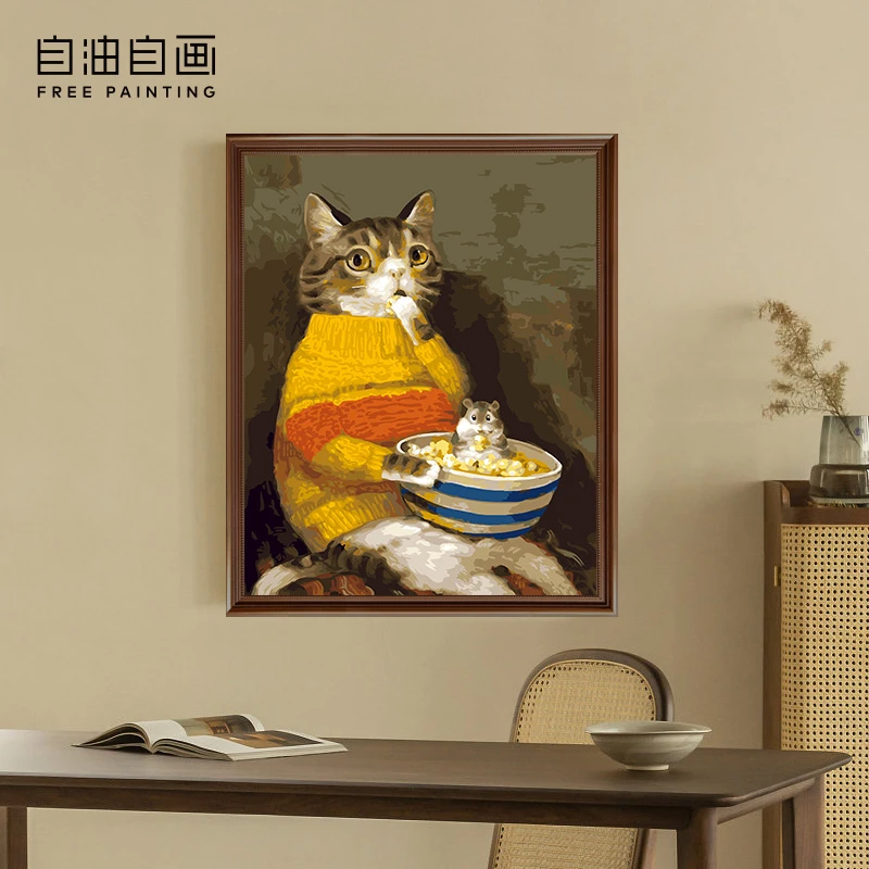 数字油画填色手工油画客厅高级感爆款油画数字油彩画手工动物挂画