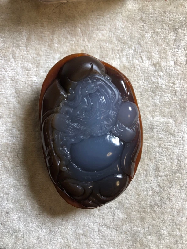 玛瑙玉髓寿星手把件