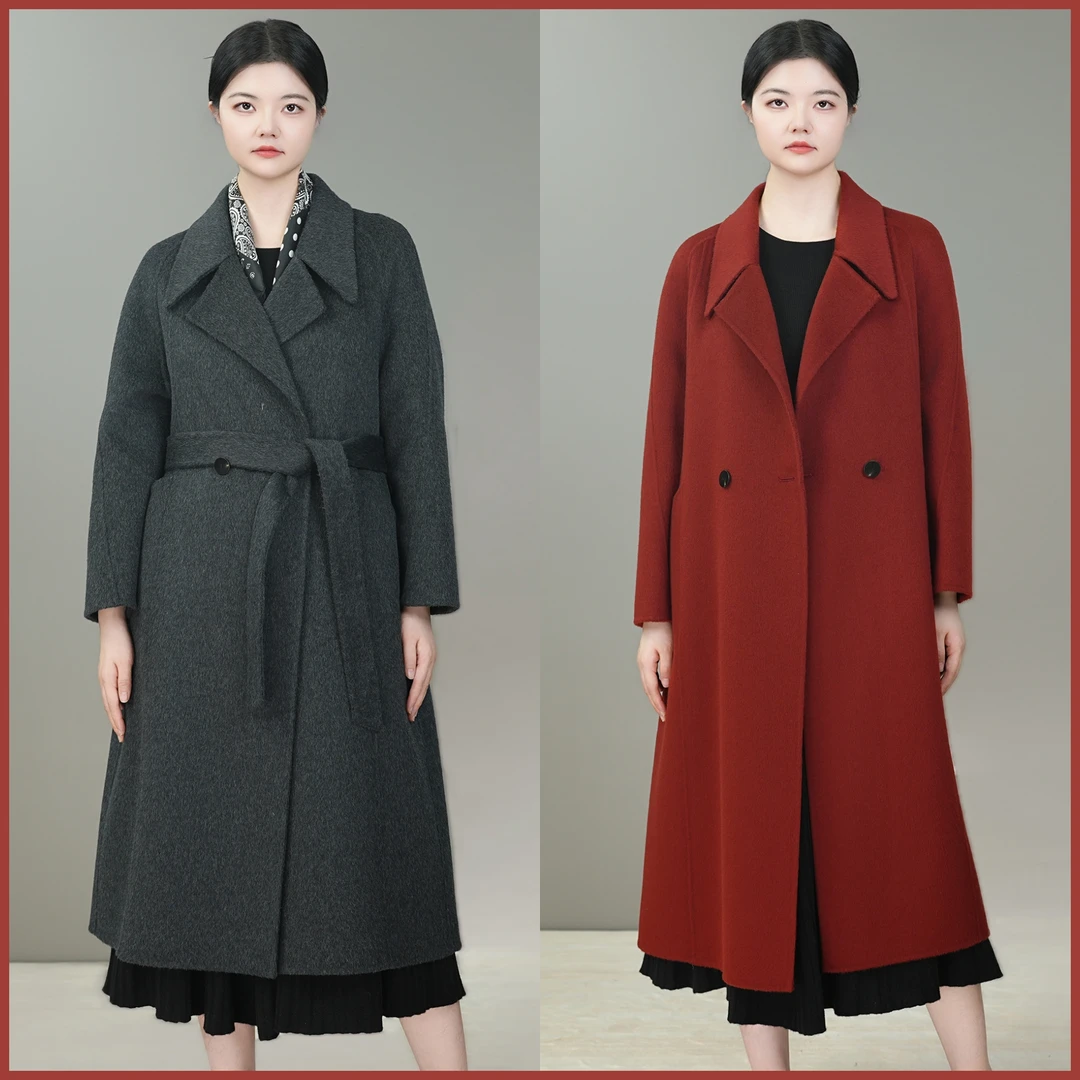 秋冬毛呢外套100纯羊毛大衣气质中长款时尚加厚双面呢大衣女628