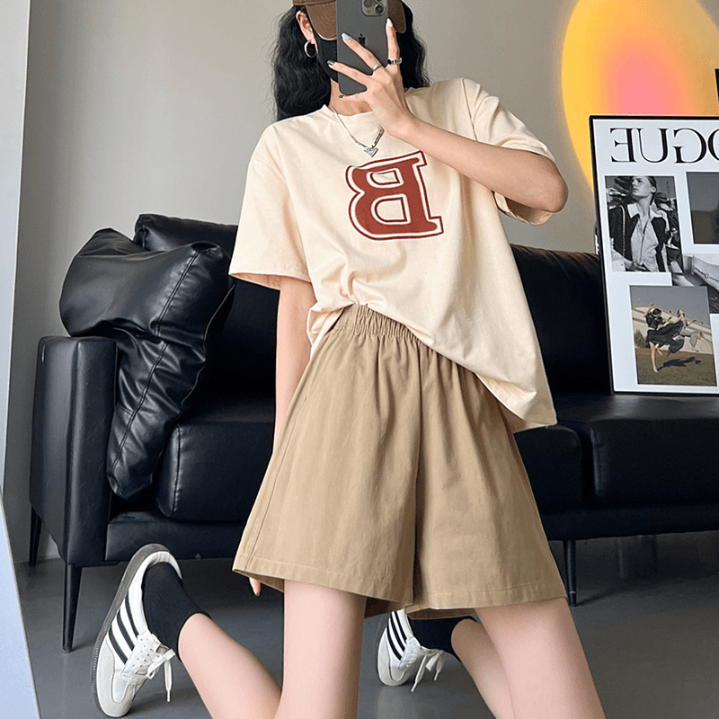 棉麻工装短裤女夏季薄款韩版高腰小个子休闲裤显瘦宽松a字阔腿裤