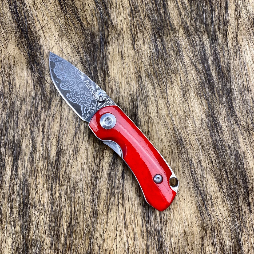 【红豆 】大马士革钢 VGmax钢芯 户外 水果刀