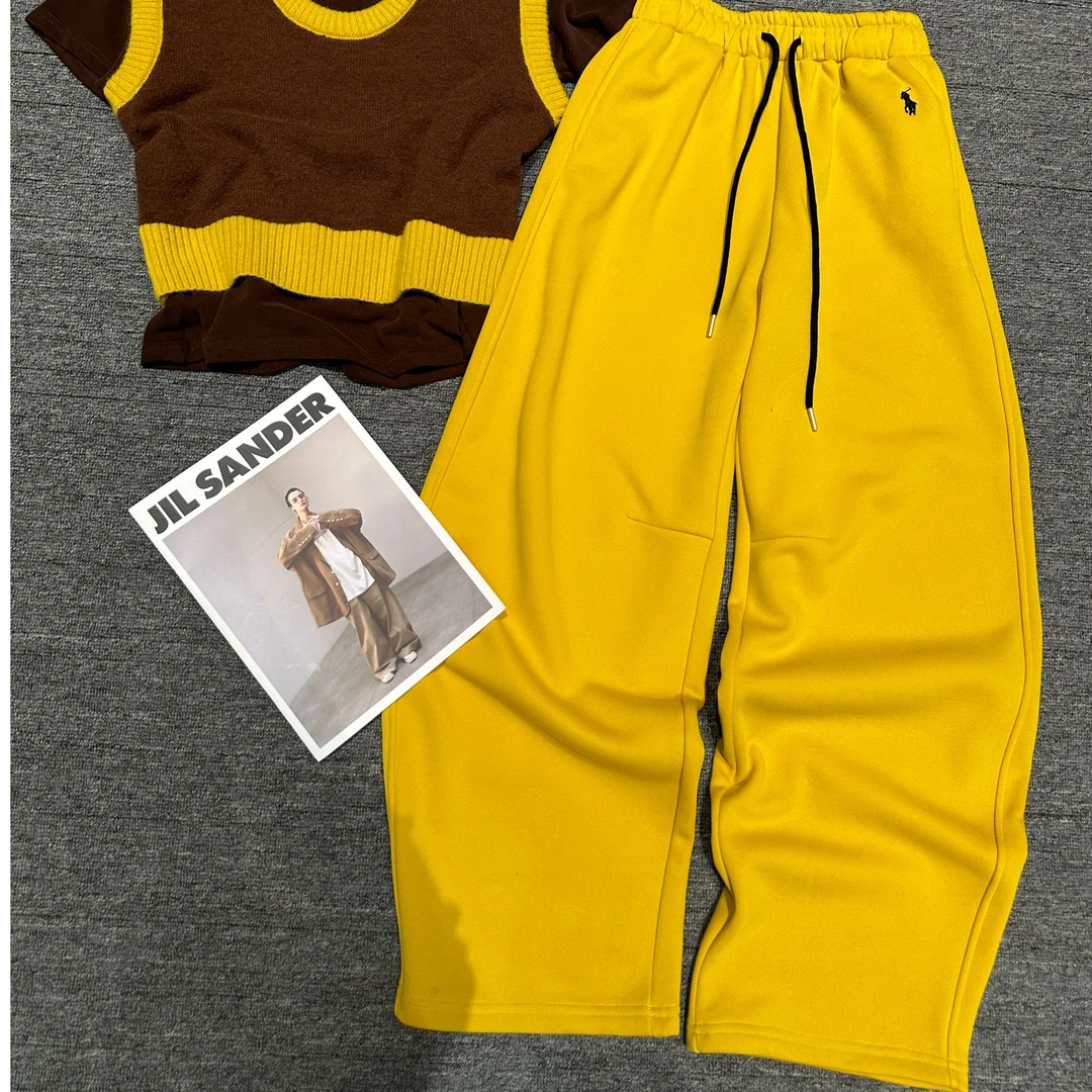 【王小小88695】松紧腰垂感抽绳休闲裤女早秋宽松高腰运动风阔腿裤