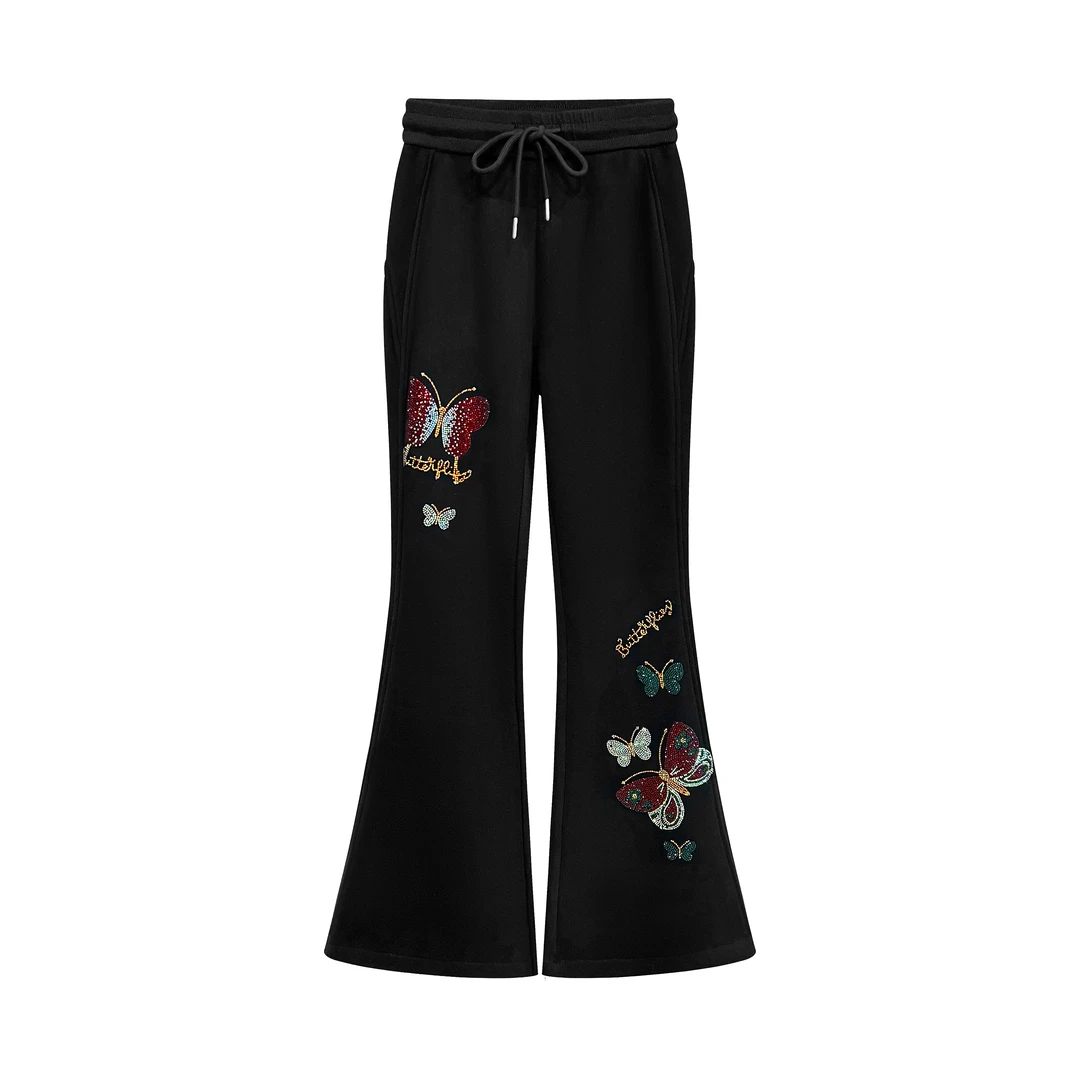 Robert Girme【腿精秘籍】【加绒】时尚烫钻休闲气质显瘦裤子#0010