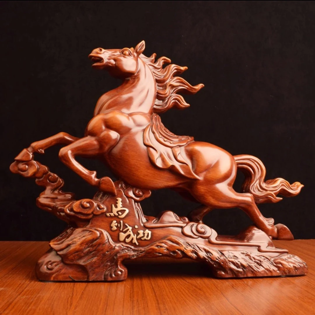 马到成功中式马摆件工艺品玄关酒柜电视柜装饰品（长36高27宽10）