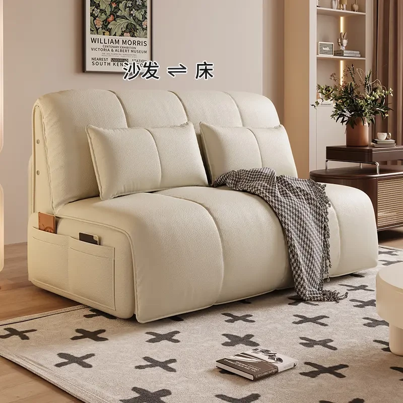 #1智能电动奶油风沙发床轻奢客厅家用简约阳台北欧头等舱太空舱