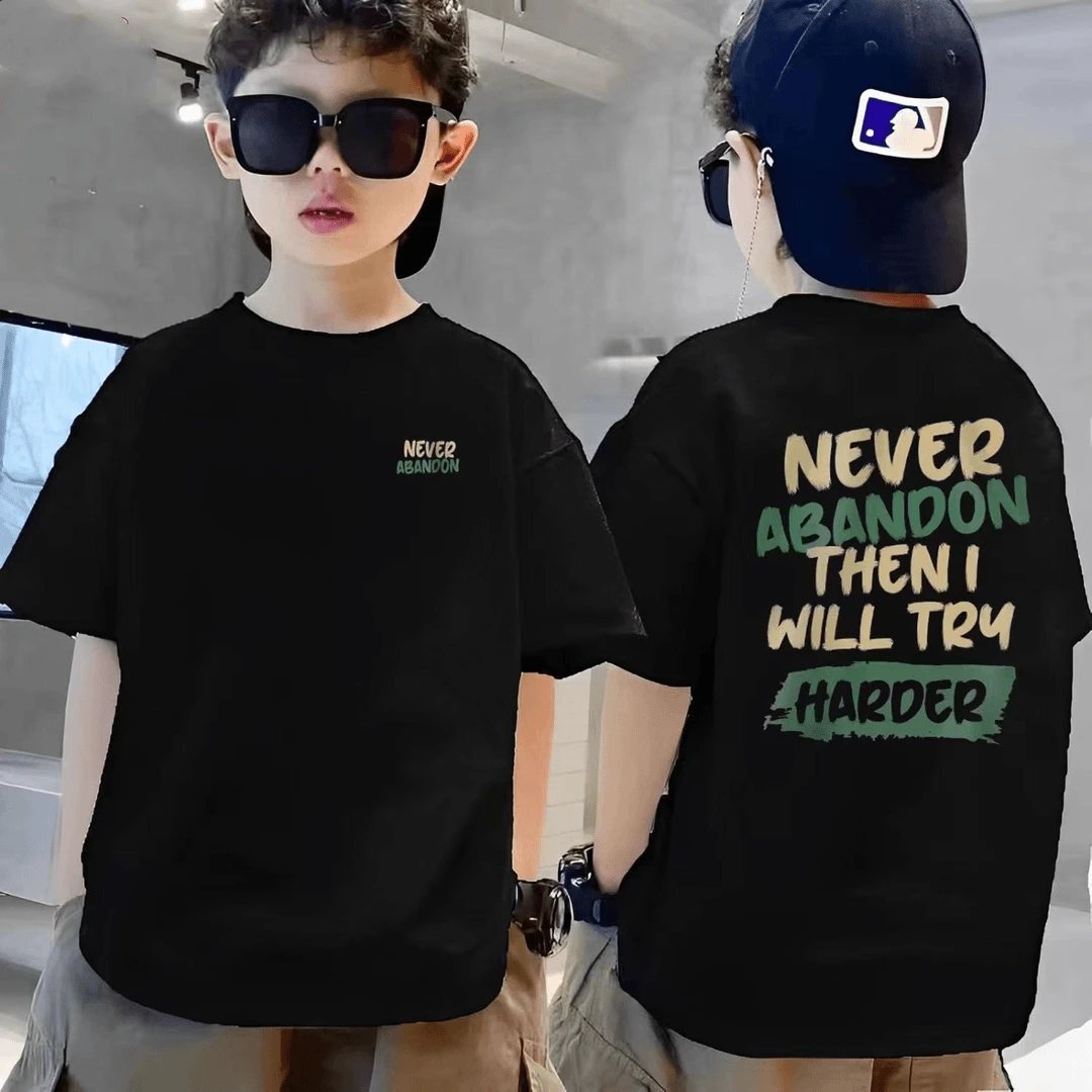 【100%纯棉】男童t恤短袖2024酷帅字母中大童童装上衣半袖夏装洋气