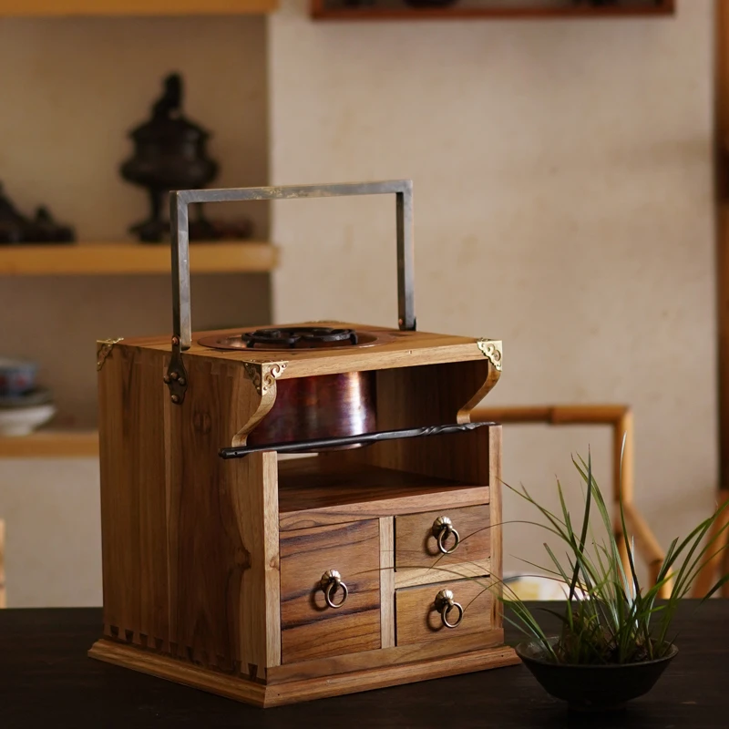 赋石原创围炉煮茶炉火钵碳炉行走的茶箱炉禅意茶室空间茶道具套装