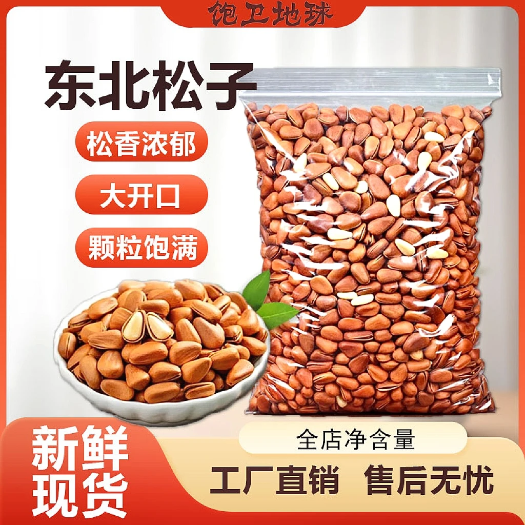 【饱卫地球】2024新货新鲜大颗粒原味开口东北松子营养坚果年货5