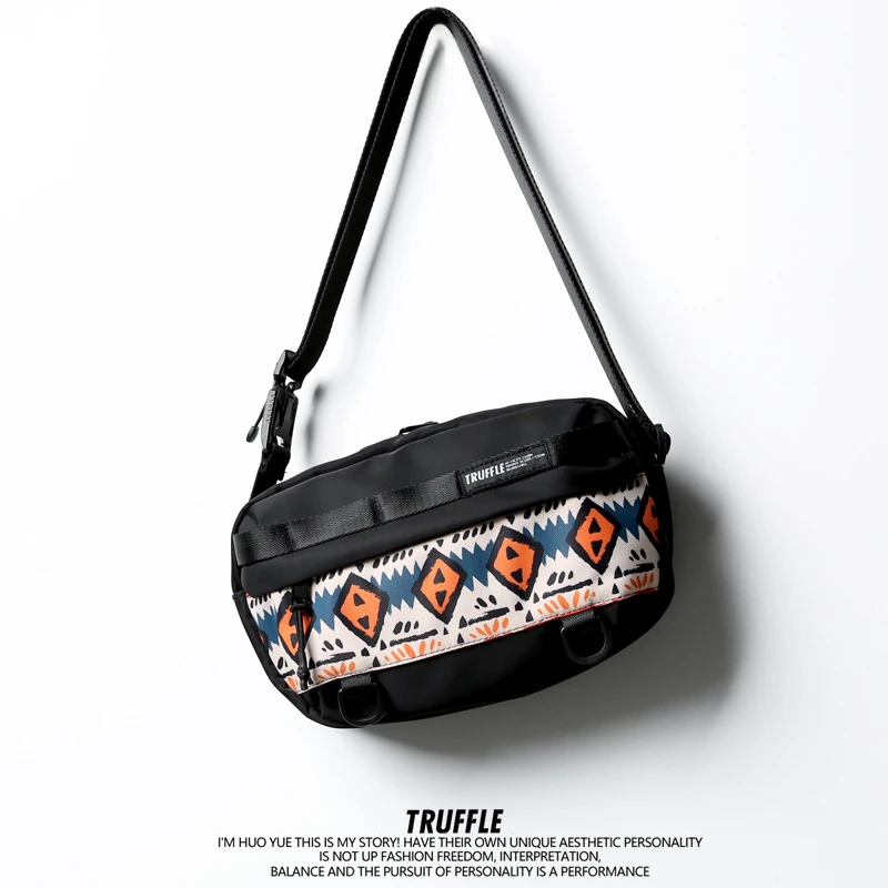 TRUFFLE潮牌男斜挎包2024新款大容量单肩包挎包女民族风小包休闲