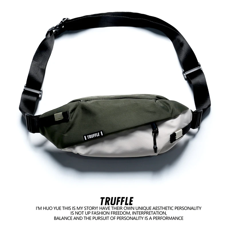 TRUFFLE高质感撞色新款潮牌单肩斜挎包胸包男士包学生休闲女腰包