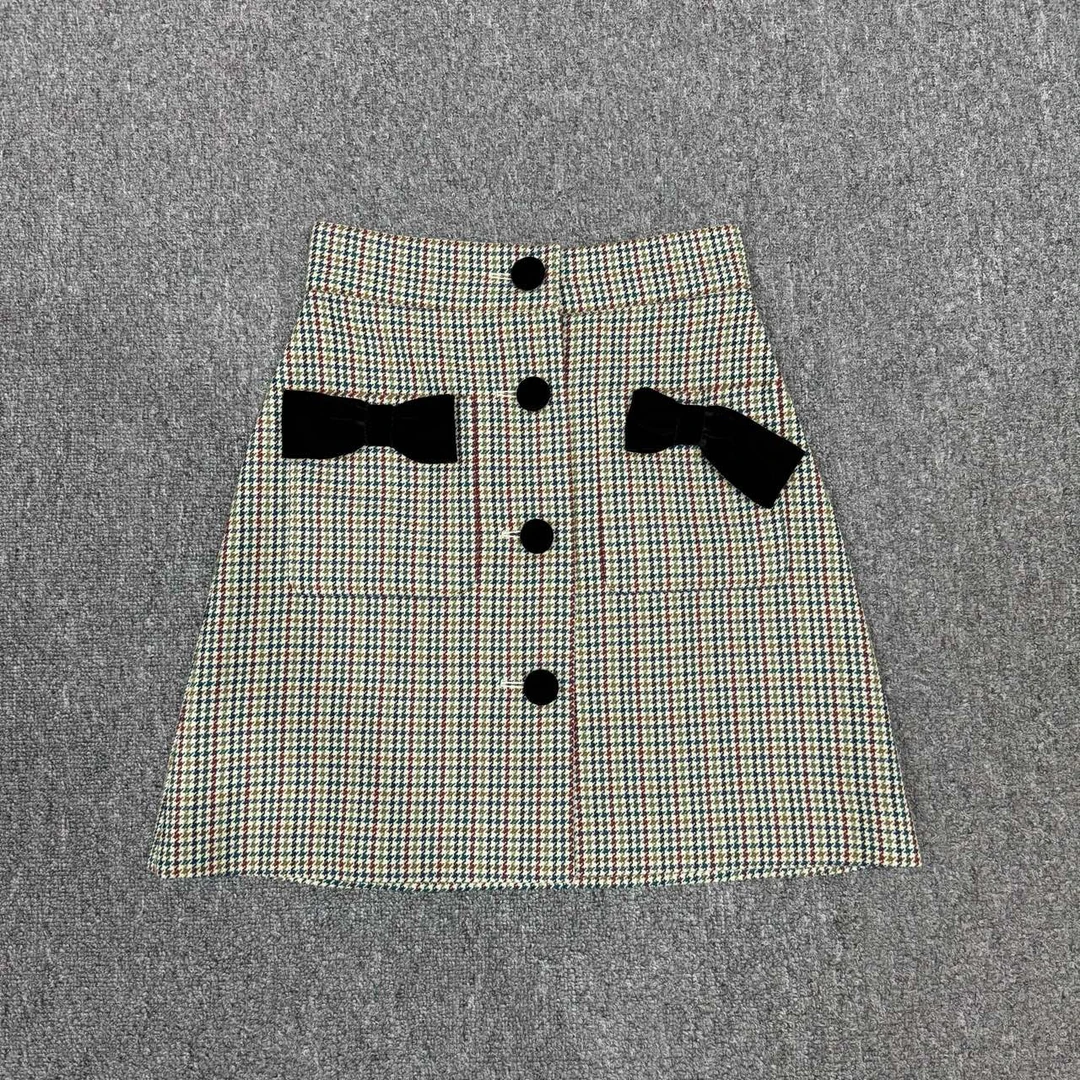 Miu Miu缪缪 蝴蝶结格子半身裙 36码99新 10351218