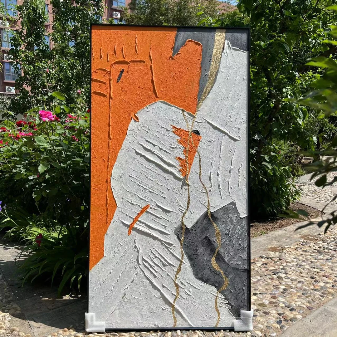 摩登印象|手绘油画装饰画现代简约玄关过道背景墙挂画 80*150