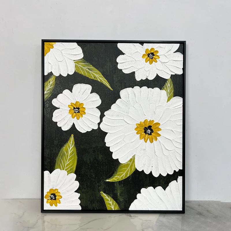 山茶花|手工手绘油画装饰画现代简约客厅餐厅书房摆台挂画