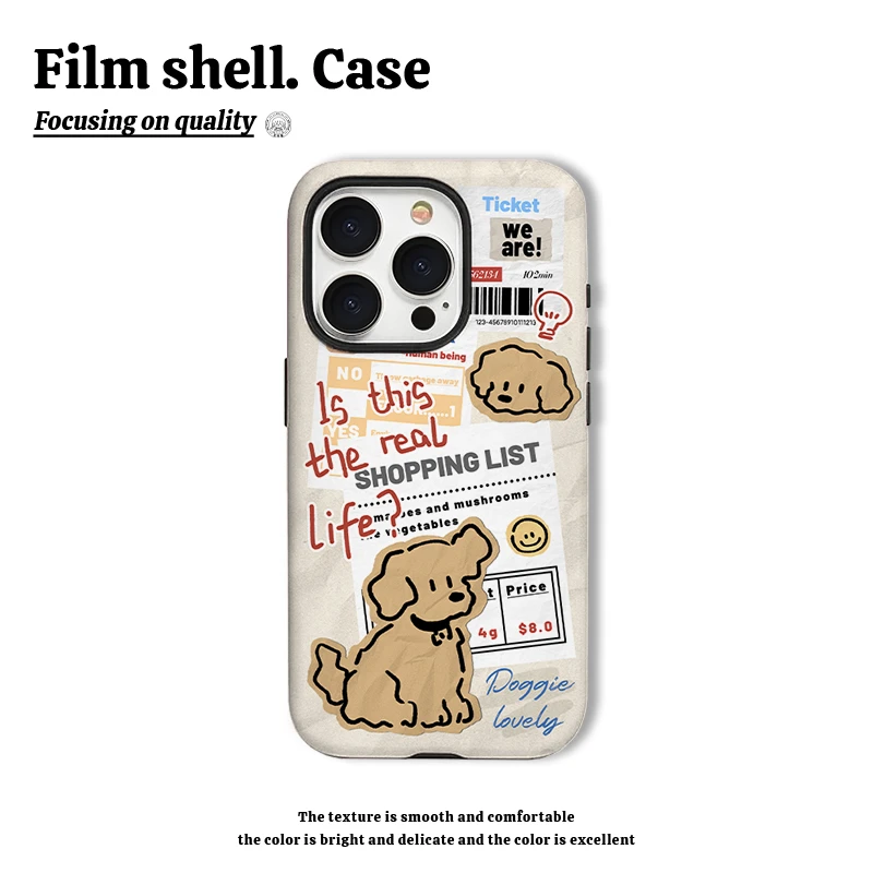 票根狗狗手机壳适用于苹果15华为oppo小米菲林二合一荣耀x60i红米