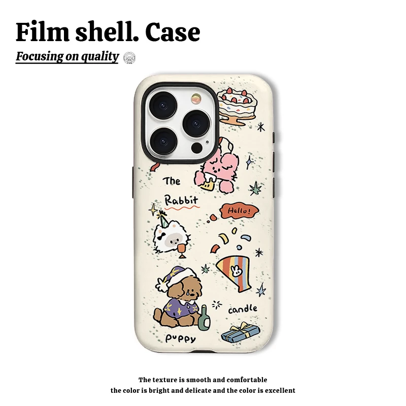 派对动物手机壳适用苹果15华为oppo小米vivo菲林二合一荣耀系列