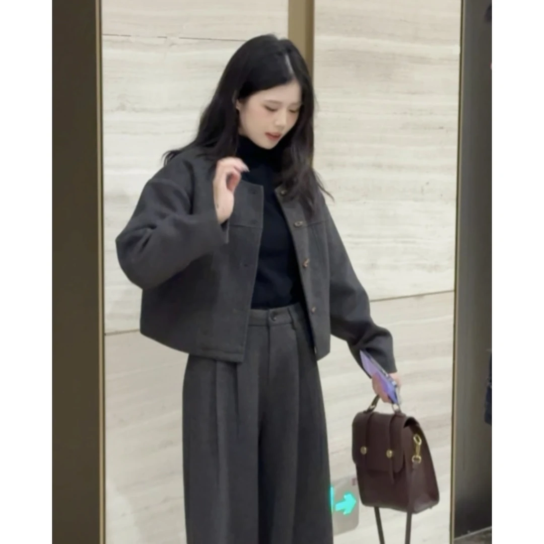 时尚套装女秋冬新款小香风外套+裤裙两件套