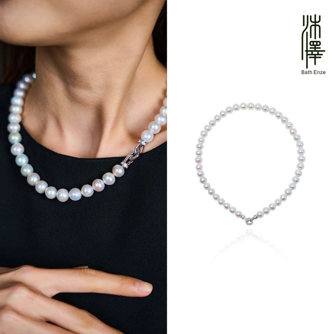沐泽【月光倾城】9-10mm满串珍珠项链（无吊坠款）多样性发其一