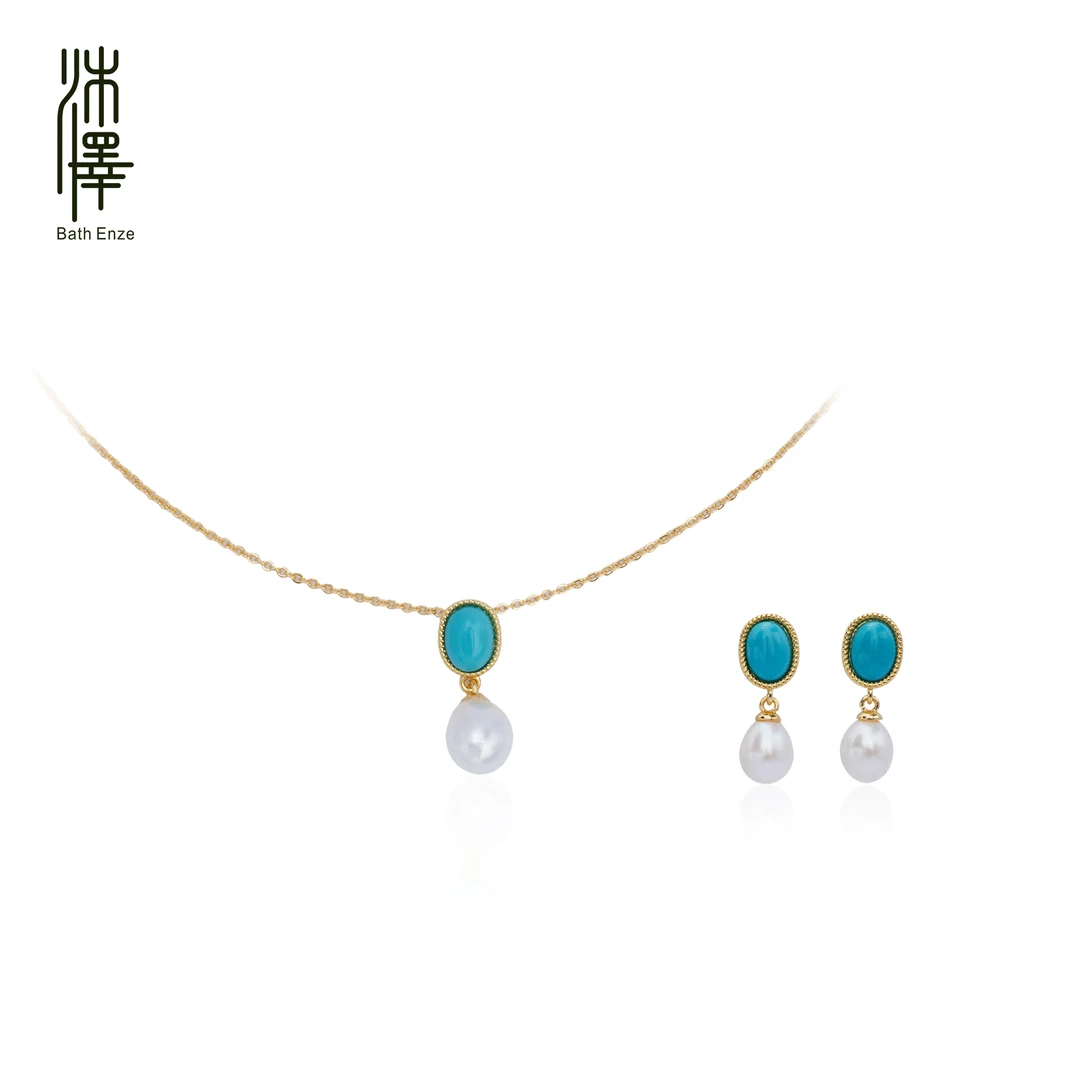 沐泽松绿温柔灵动耳钉项链