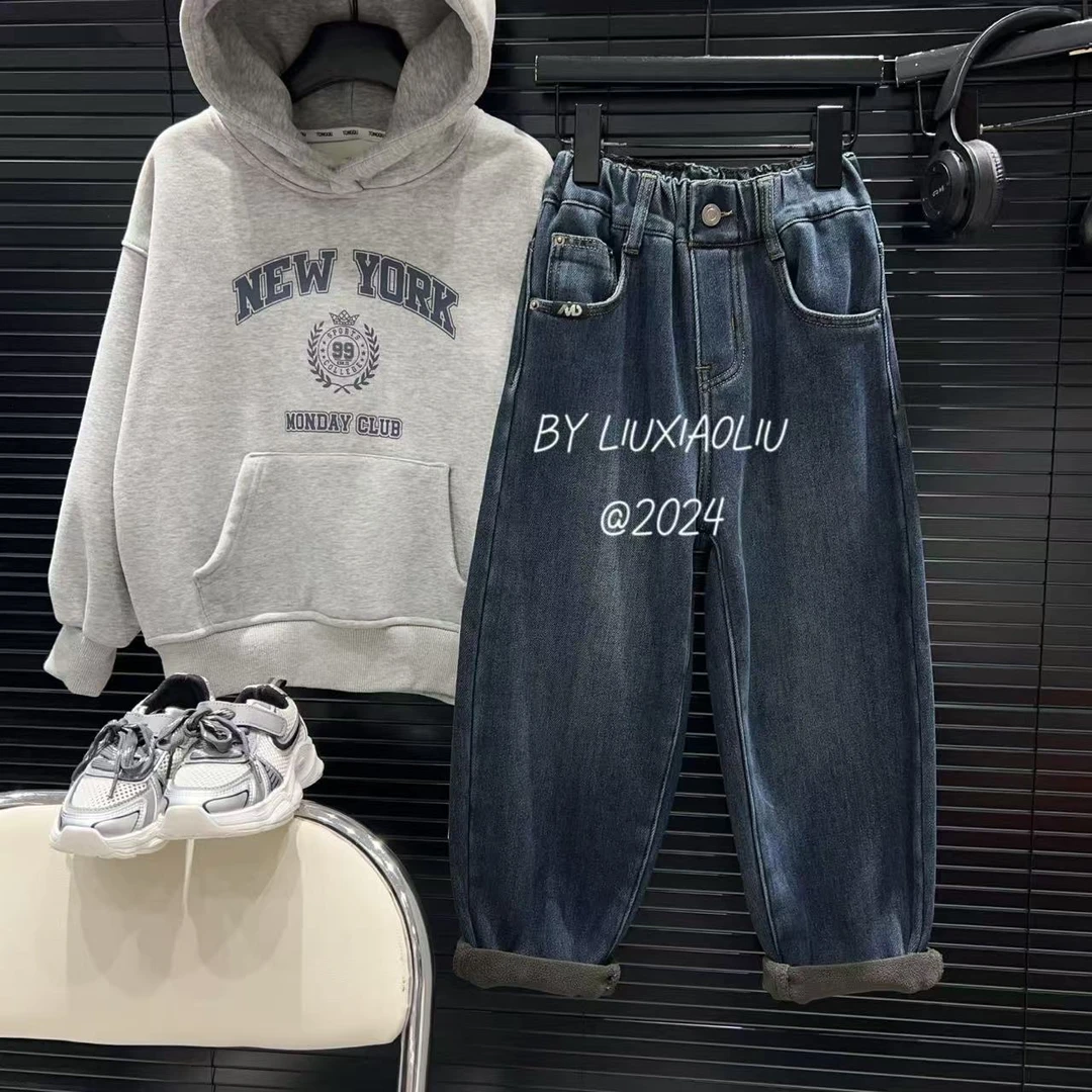 杭州六小六正版 BY LIUXIAOLIU冬季儿童加绒牛仔裤15182