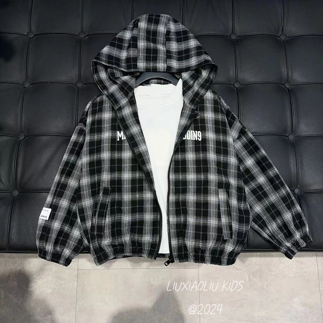 BY LIUXIAOLIU【风格独特】韩版时尚春夏季儿童格子外套6264