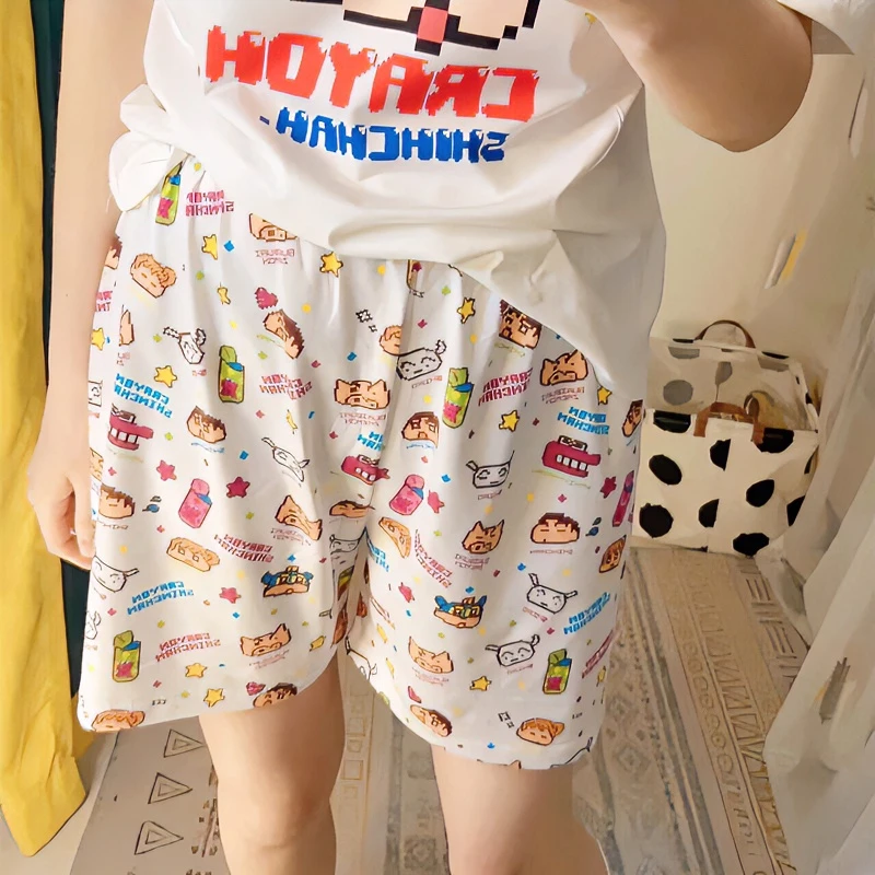 遛弯裤子蜡笔小新卡通新款睡裤女春秋宽松居家夏季短裤休闲裤子潮