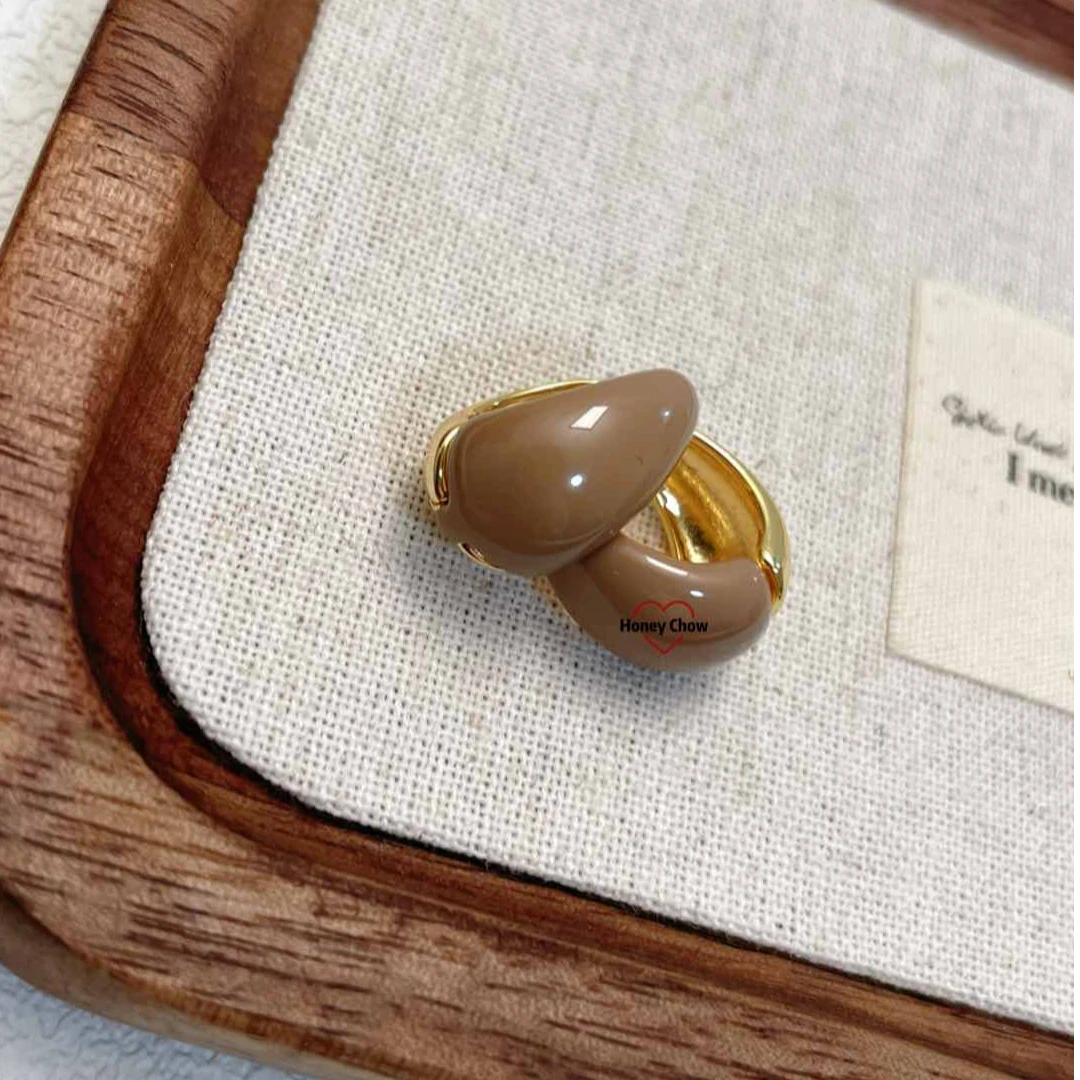 铜合金耳饰 甜蜜粥哦轻奢拼色水滴耳环耳扣耳钉