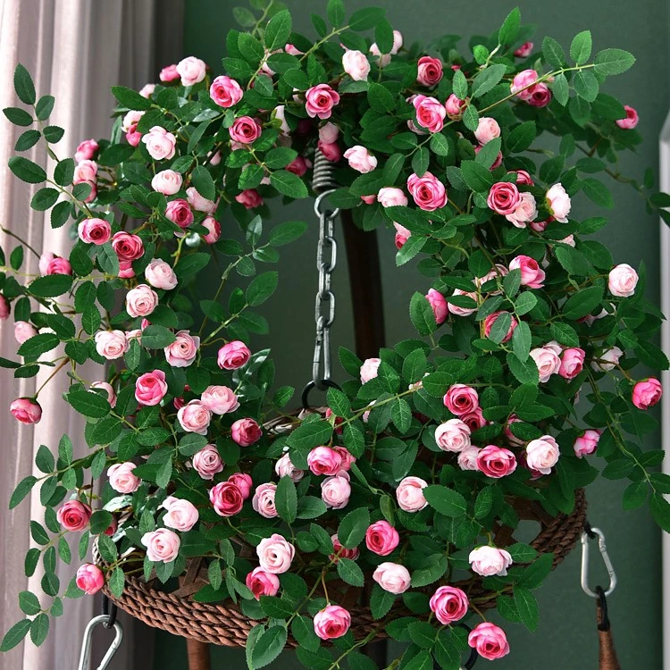 【百家笑宠粉】仿真玫瑰花藤条空调管道缠绕户外装饰室内墙面藤蔓