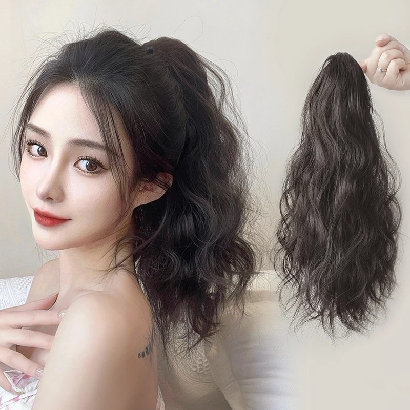 假发马尾女抓夹卷发高马尾假发仿真发慵懒云朵烫增发蓬松马尾辫子
