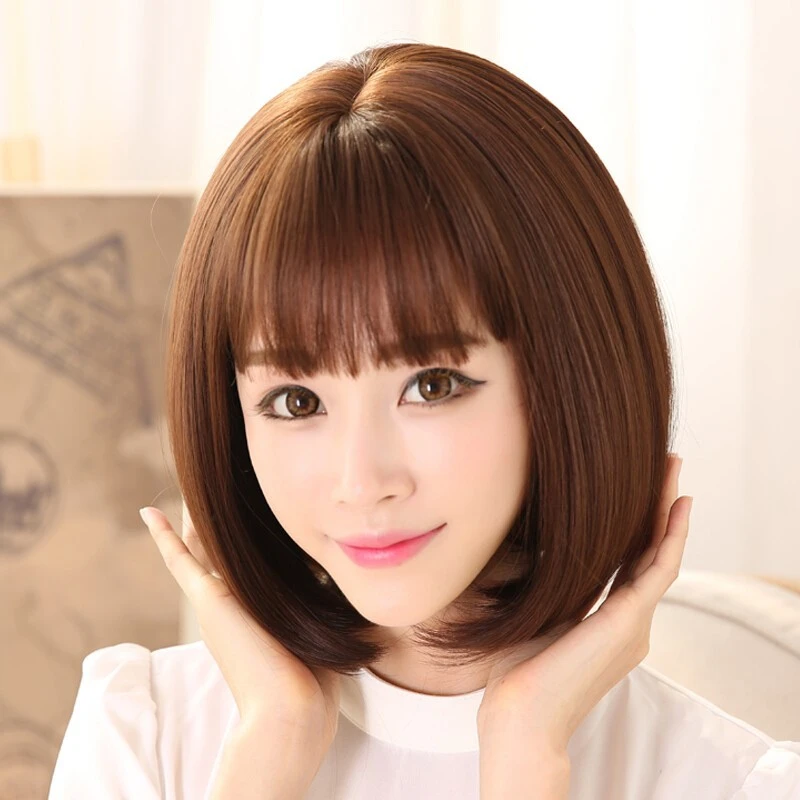 假发女短直发Bobo头齐刘海中长发波波头内扣蓬松短发时尚整顶头套