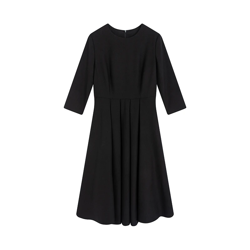 设计师款优雅老钱风七分袖小黑裙 L016